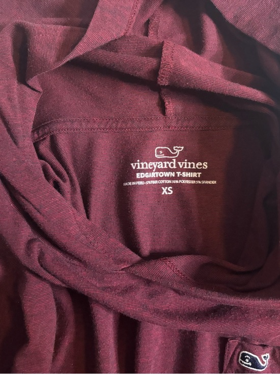 Vineyard Vines Men's XS Maroon Hooded Long-Sleeve Pocket Shirt Whale Logo - Picture 5 of 5